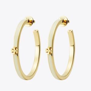 NWT! 🔥🔥Tory Burch Ivory Enamel Hoop Earrings